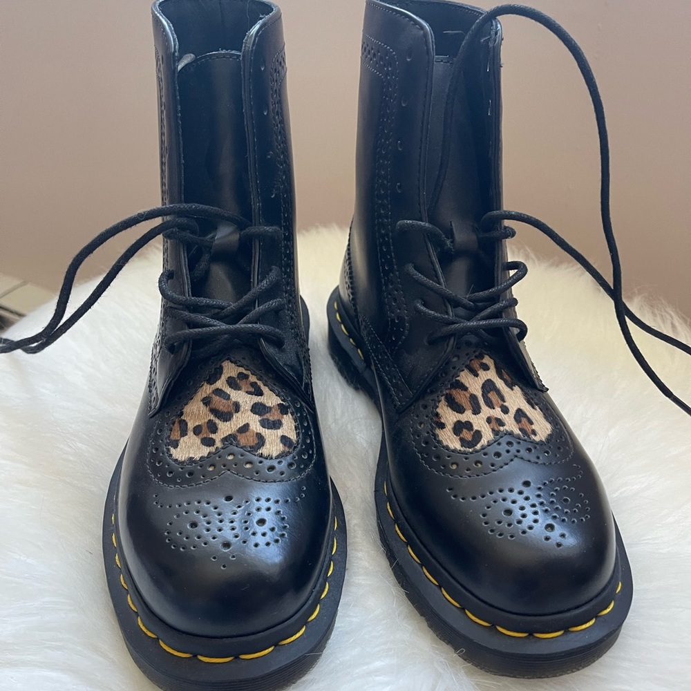 Dr. Martens Bentley Ii Hrt Boots Black Medium Leopard Women's